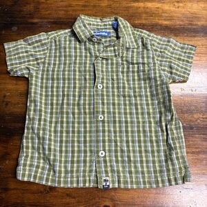 Just Friends Green‎ Plaid Button Down Shirt Size 3T